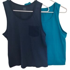 Fruit of the Loom Old Navy Lot 2 Womens Tank Tops Size S Blue Turquoise Pocket